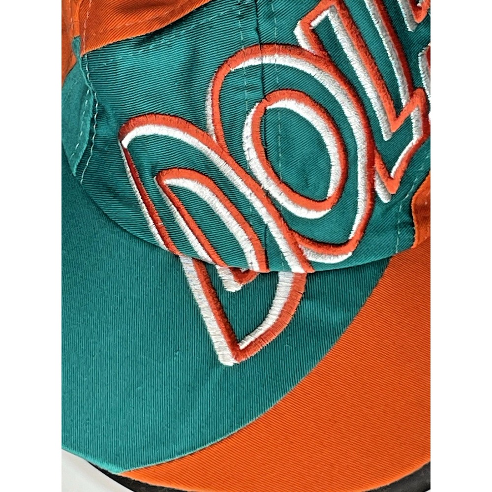Miami Dolphins The Game Big Logo Spellout Hat Cap Teal Orange NFL VTG 90’s RARE - Picture 7 of 16